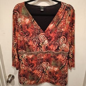 Style & Co. Women's Colorful Mesh Beaded Babydoll Y2K Top S 2X Fairy Whimsigoth